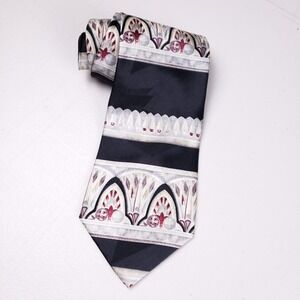 Art Deco Silk Necktie Black White Red Pattern Avant Garde Gothic Statement Retro
